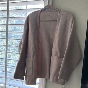 Cozy Taupe Open-Front Cardigan